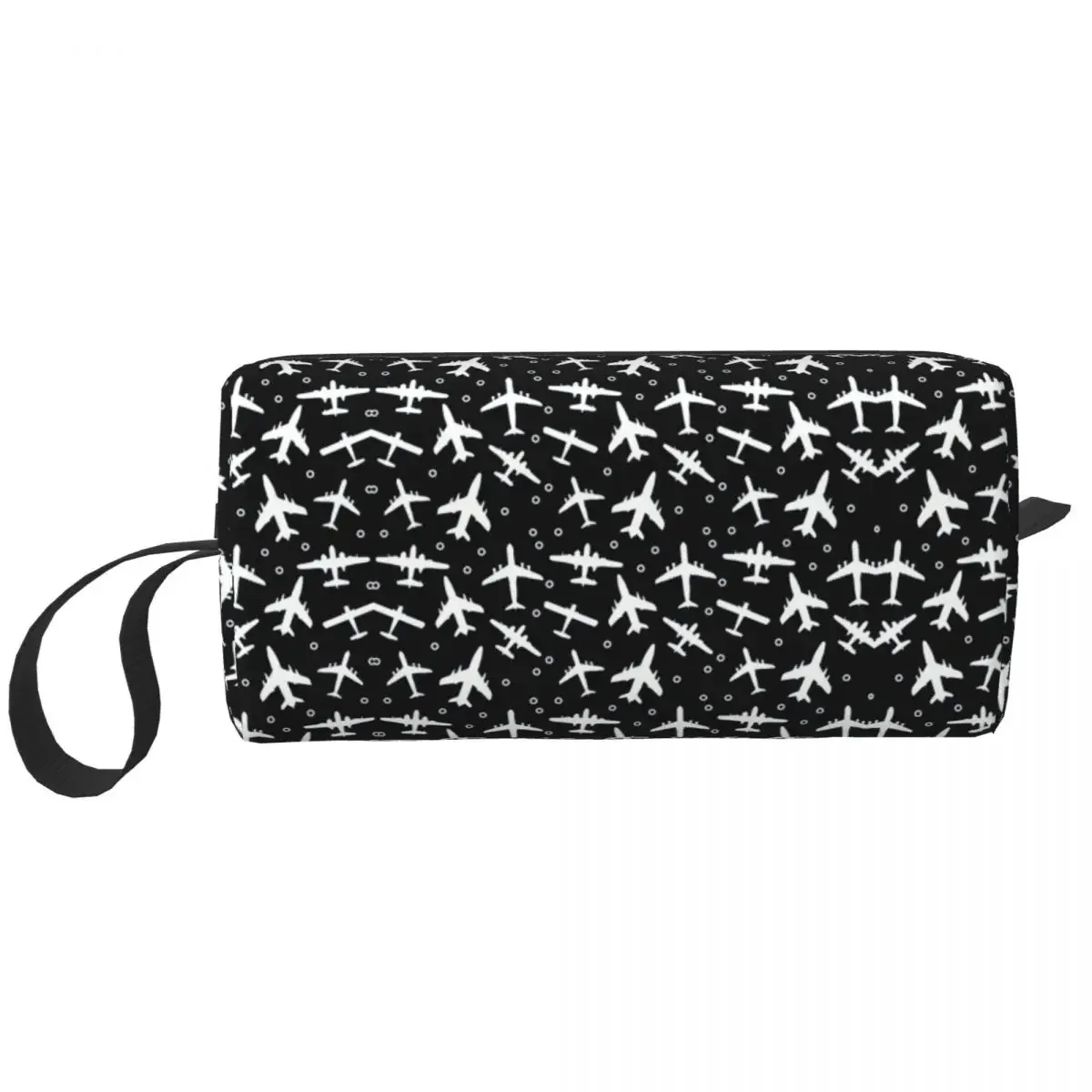 

Blue And White Aeroplanes Silhouette Makeup Bag Cosmetic Dopp Kit Toiletry Cosmetic Bag for Women Beauty Travel Pencil Case