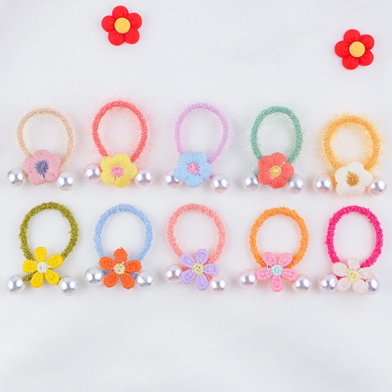 10pcs/lot Baby Kid Girl Cartoon Flower Elastic Hair Band Fruit Hair Rope Ring Tie Small Cute Hair Accessories