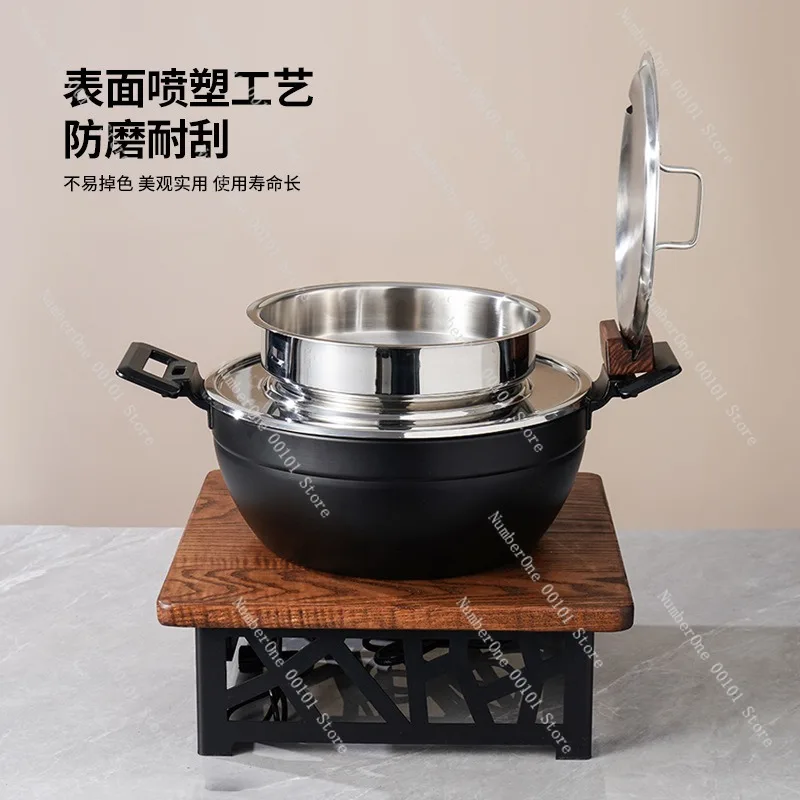 Hotel Restaurant Buffet 304 Stainless Steel Soup Pot Commercial Insulated Serving Warmer Porridge Kettle Dessert Food Container