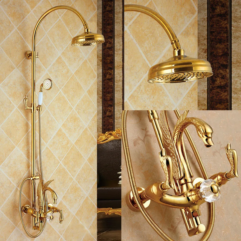 

Seiko Chinoiserie style retro swan golden all copper wall hanging type home stay hotel shower shower suit