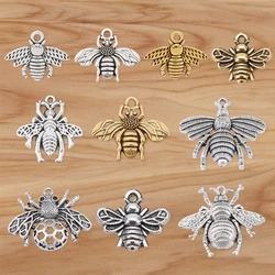10 Pieces Gold/Silver Color Buzzy Insects Bumble Bee Honeybee Charms Pendants Beads for DIY Handmade Jewelry Making Findings