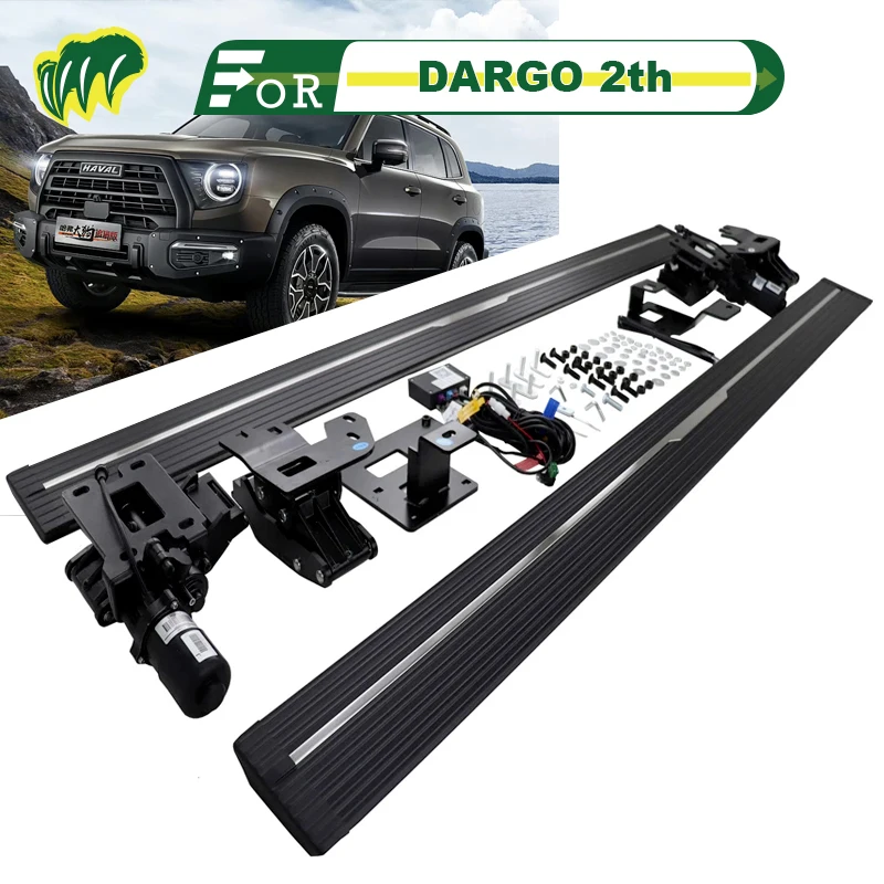 1Pair For Haval DARGO 2th SUV 23 2021-2024 Truck Electric intelligence Running Boards Bar Pedals Side Step Bars with LED Lights