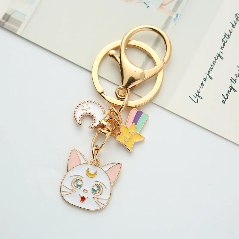 Anime Car Keychain Sailor Moon Cute Schoolbag Pendant Tsukino Usagi Luna Creative Charming Girl Birthday toys Sailor Moon Gift