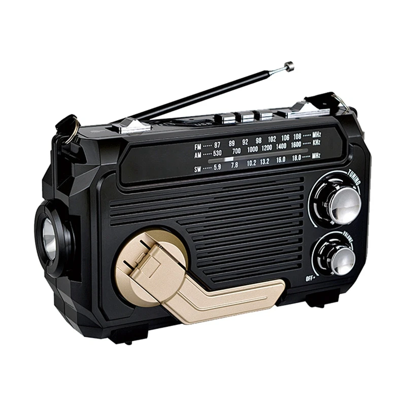 Radio Hand Crank Power Generation Random Color Plastic Three-Band Bluetooth Card MP3 Multifunction Play Radio