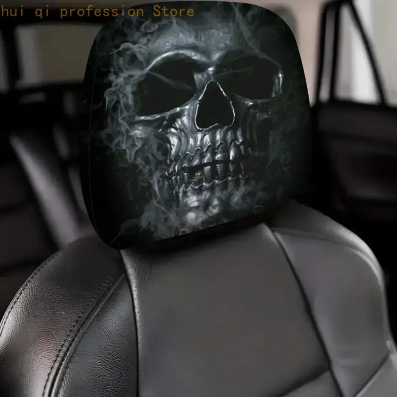 Kopfstützenbezug-Paar mit Totenkopf-Aufdruck, Auto-Kopfstützenbezüge für Vorderkabinen-Styling H8WE – Detail 5