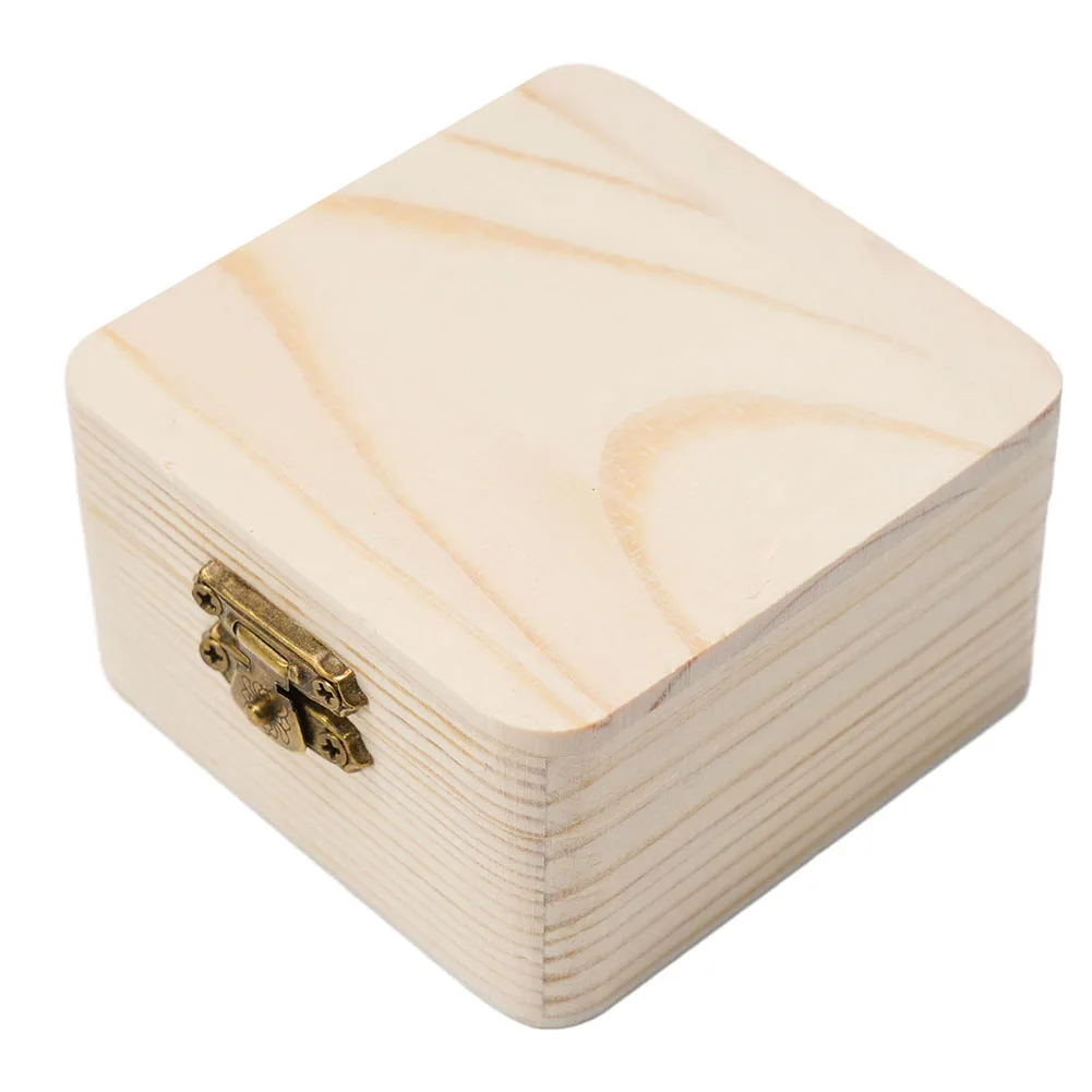 5PCS Retro Wooden Storage Box Plain Wood Packing Box With Lid Multi-func 8x8x4.5cm For Jewellery Sundries Trinkets Storage Box