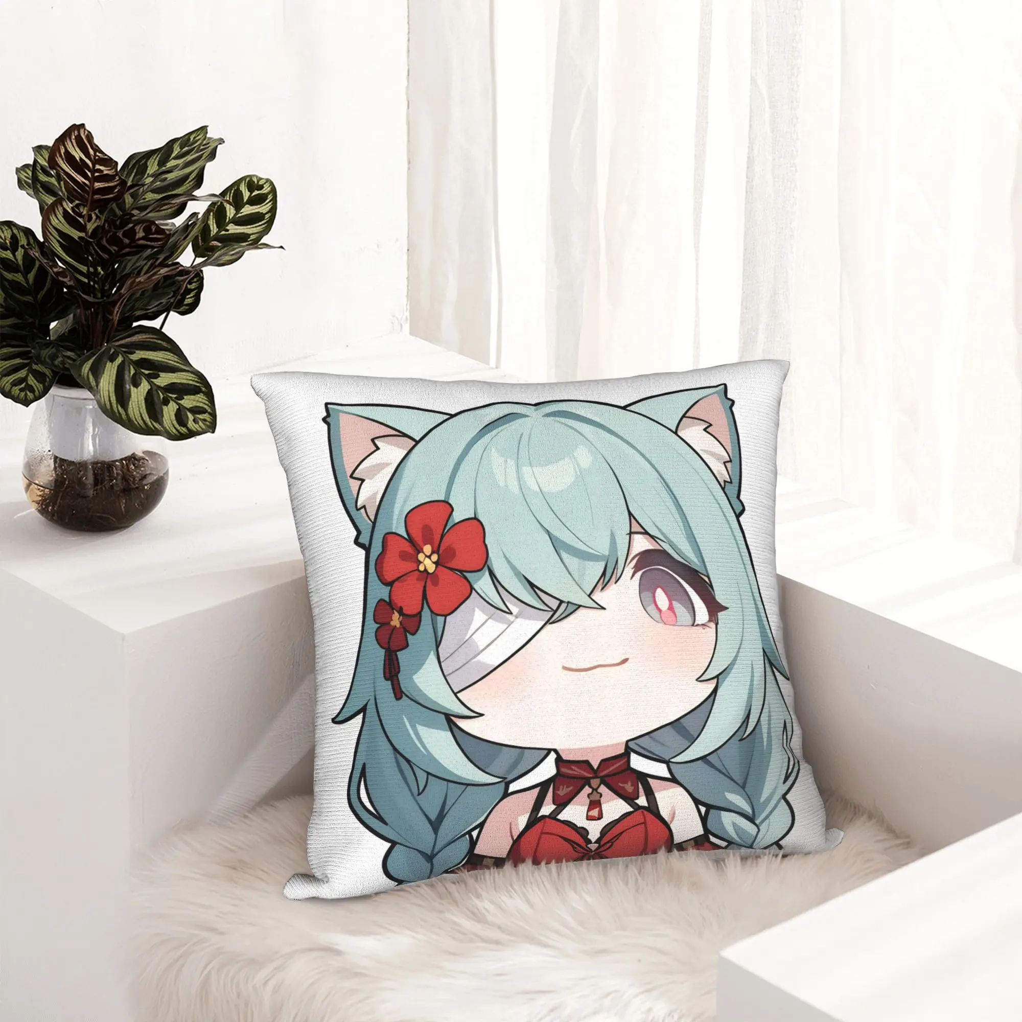 Wuthering Waves Cute Q Version Pillowcase Printing Polyester Cushion Cover Decoration Phrolova Throw Pillow Case Cover Home