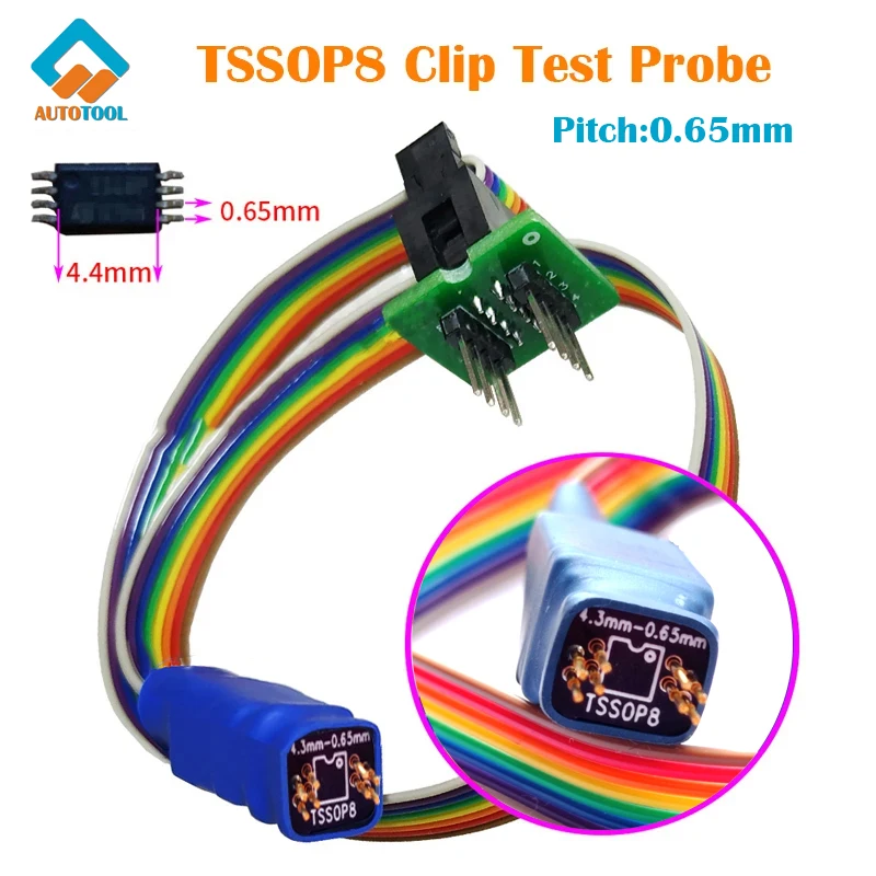 TSSOP8 Clip Test Probe Line 8pin 4.3mm-0.65mm for IC Circuit Programming On USB Programmer EZP2019 EZP2023 Xgecu TL866II T56 T48