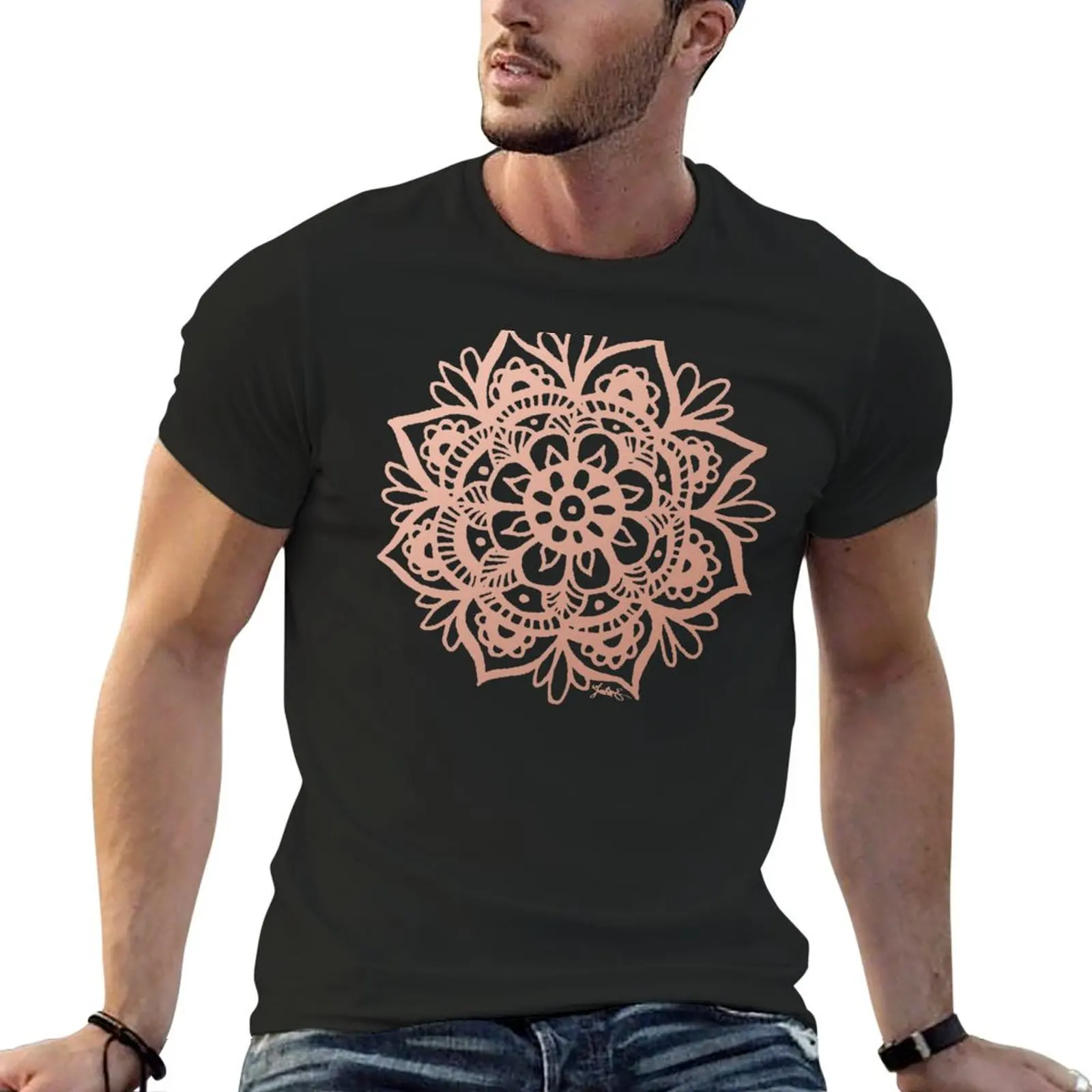 Rose Gold Mandala Flower T-Shirt sports fans blue archive t shirt men