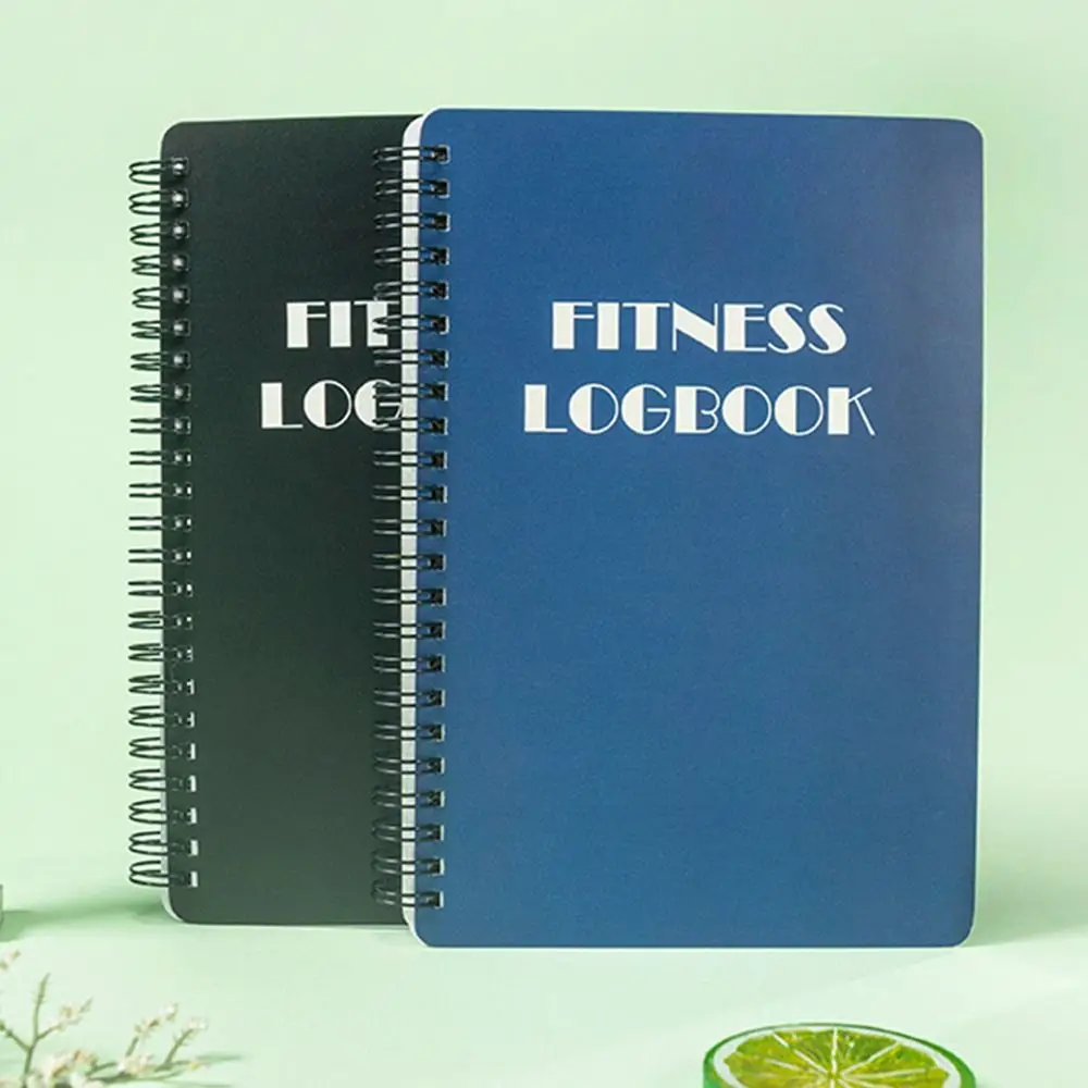 English Interior Fitness Logbook Paper Hard Cover Fitness Plan Book Portable Well-designed English Exercise Notebook