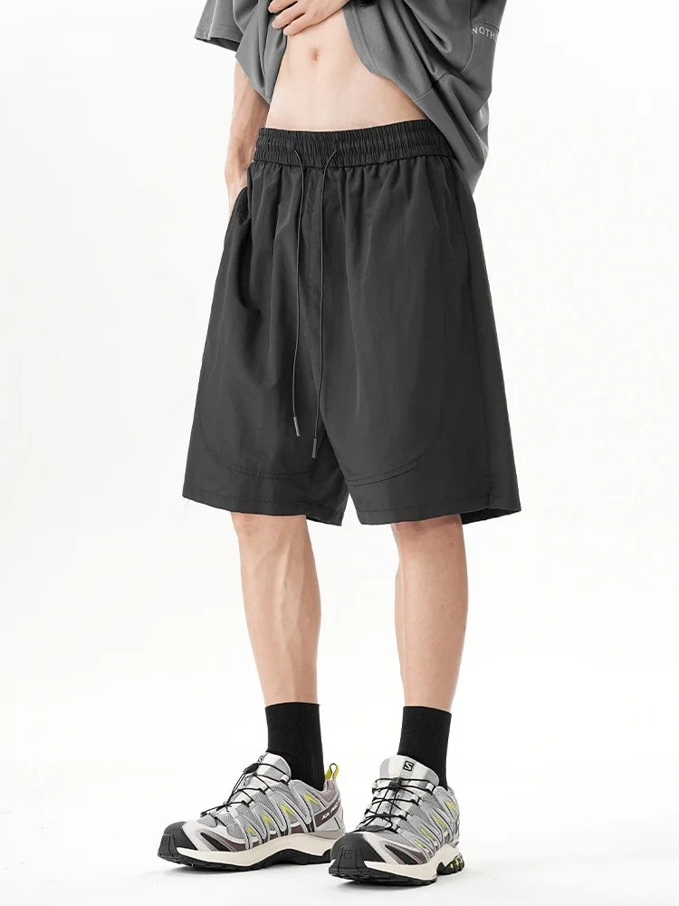 

Мужские шорты из ледяного шелка: летние, тонкие, быстросохнущие, свободного кроя, повседневные, длиной до колена, модные, спортивные, со средней/низкой посадкой, прямые штанины