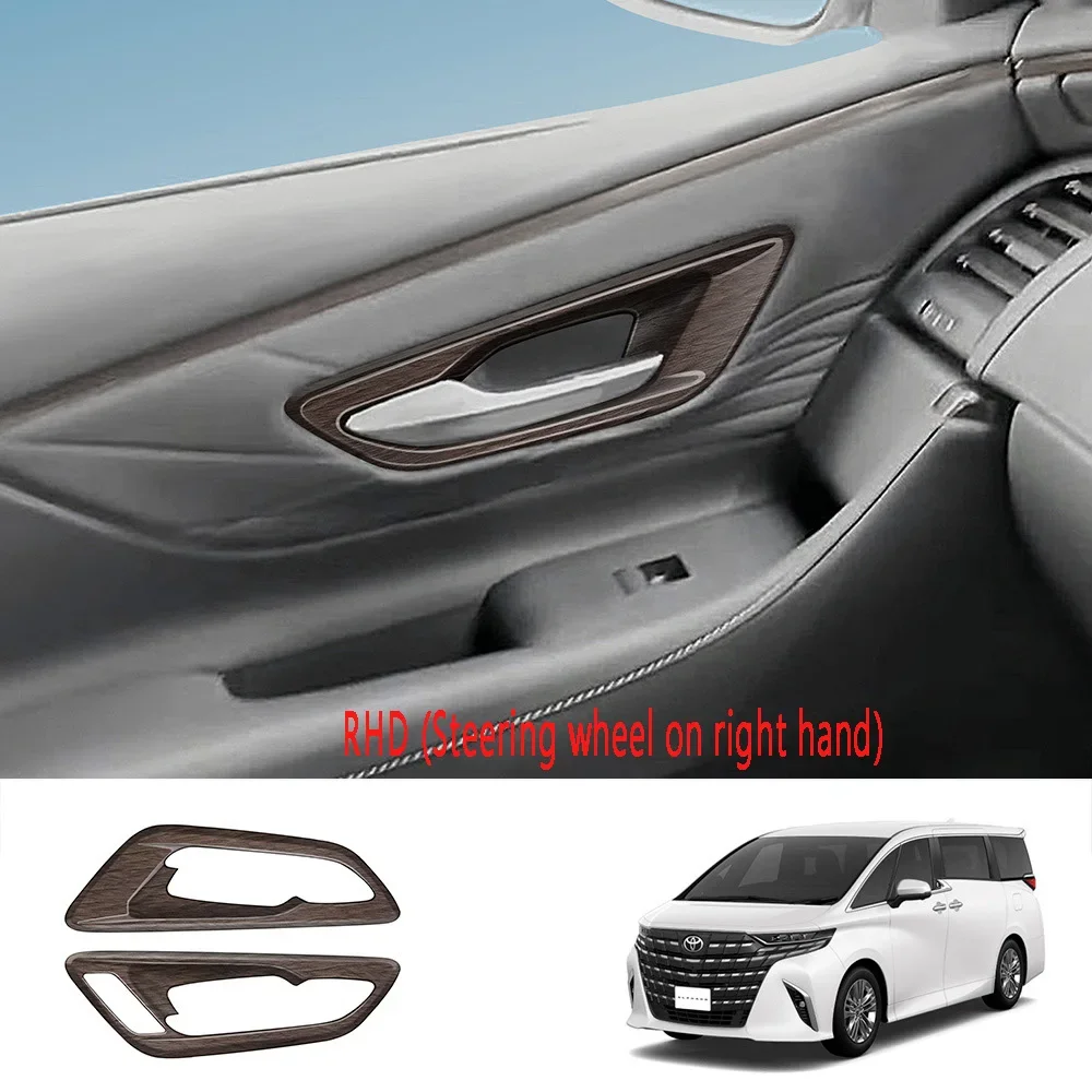 LHD RHD For Toyota Alphard Vellfire 40 Series 2023 2024 ABS Peach Wood Front Inner Door Handle Bowl Cover Trim car Accessories