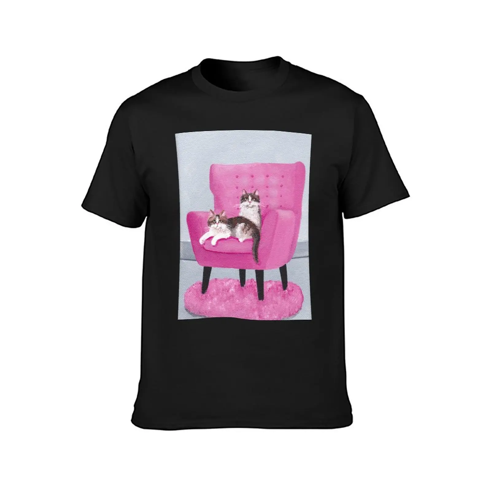 The Pink Chair Cats T-Shirt aesthetic clothes boys animal print workout shirts for men