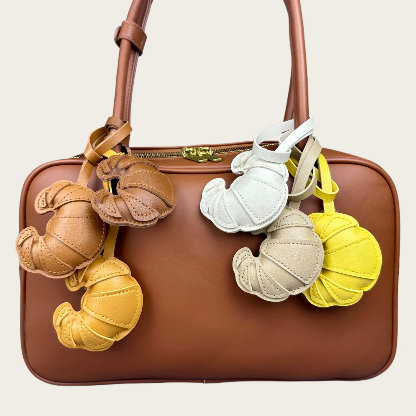 سحر حقيبة كرواسون من جلد البولي يوريثان - ملحق قلادة محفظة صلبة/كتلة الألوان #4