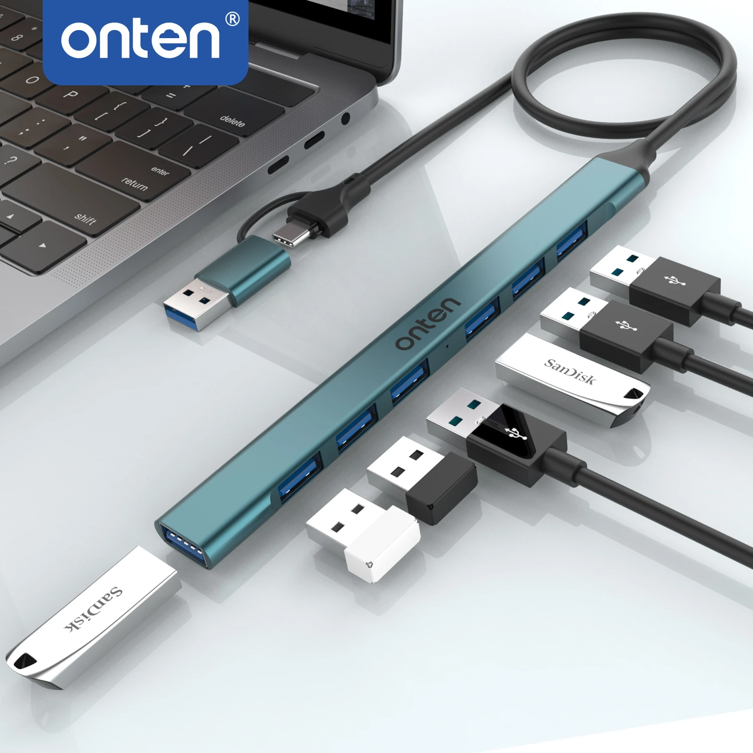 

ONTEN USB HUB 4/5/7-in-2 Type C to USB 3.0 HUB for Laptop PC Xiaomi Mi Box Windows USB-C HUB Network Card pc accessories