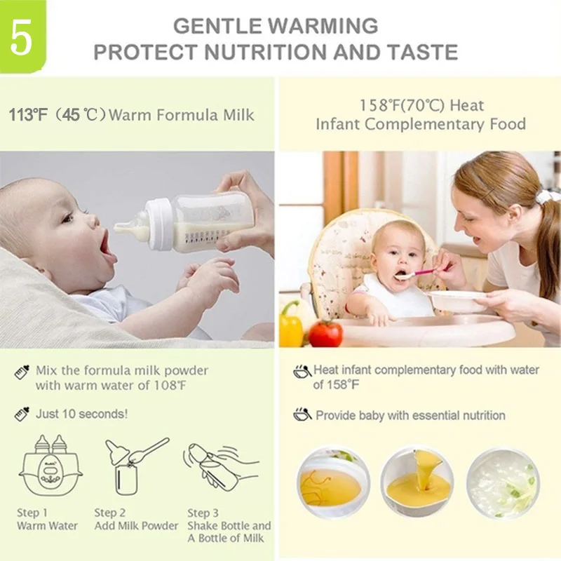 Automatic Intelligent Thermostat Milk Bottle Heater Baby Bottle Warmer Bottle Sterilizer Disinfection LED 2 IN 1 Milk Sterilizer