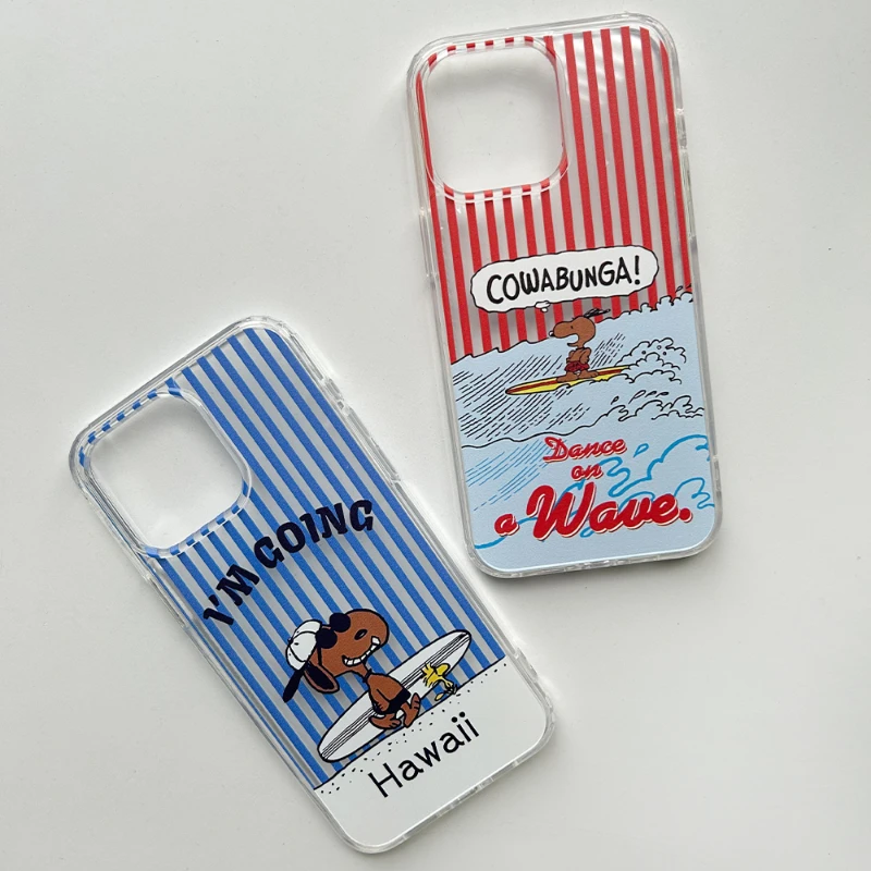 

Snoopy Charlie Brown Phone Case For iPhone 15 14 13 12 11 Pro Max XR XS MAX 7 8 Plus Cute Cartoon Hawaii Black Snoopy Case