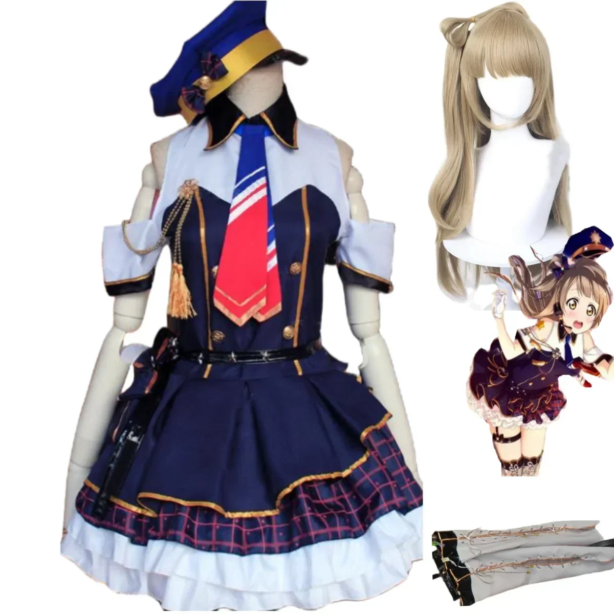 Anime Love Live!Girls Lady Kotori Minami Cosplay Costume Awakening Police Wig Dress Uniform Hat Woman Sexy Kawaii Carnival Suit