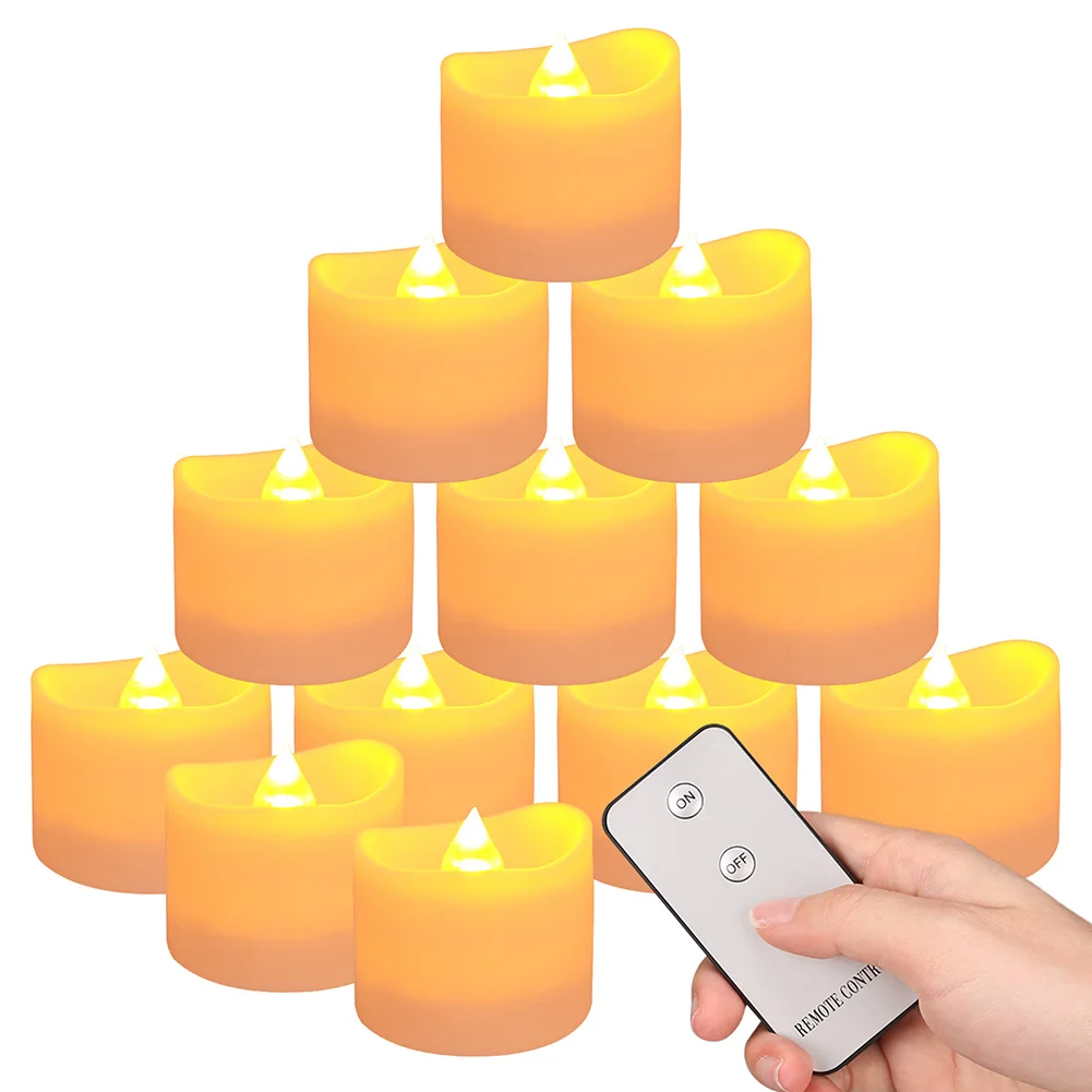 24/48 Candele LED Senza Fiamma con Telecomando, a Batteria, Effetto Fiamma Tremolante, Lucine LED Creative per Auguri, Decorazioni per Tavola Matrimonio e Natale
