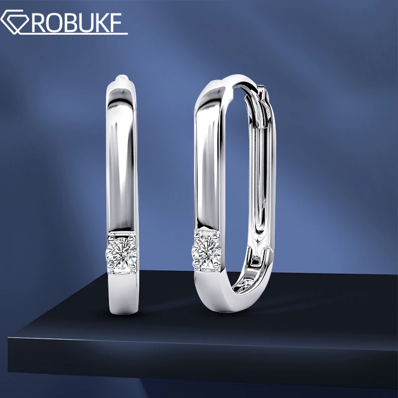 

D Color VVS Moissanite Hoop Earrings For Women 2mm Lab Diamond S925 Silver 18k White Gold Plated Ear Buckles Jewely With GRA