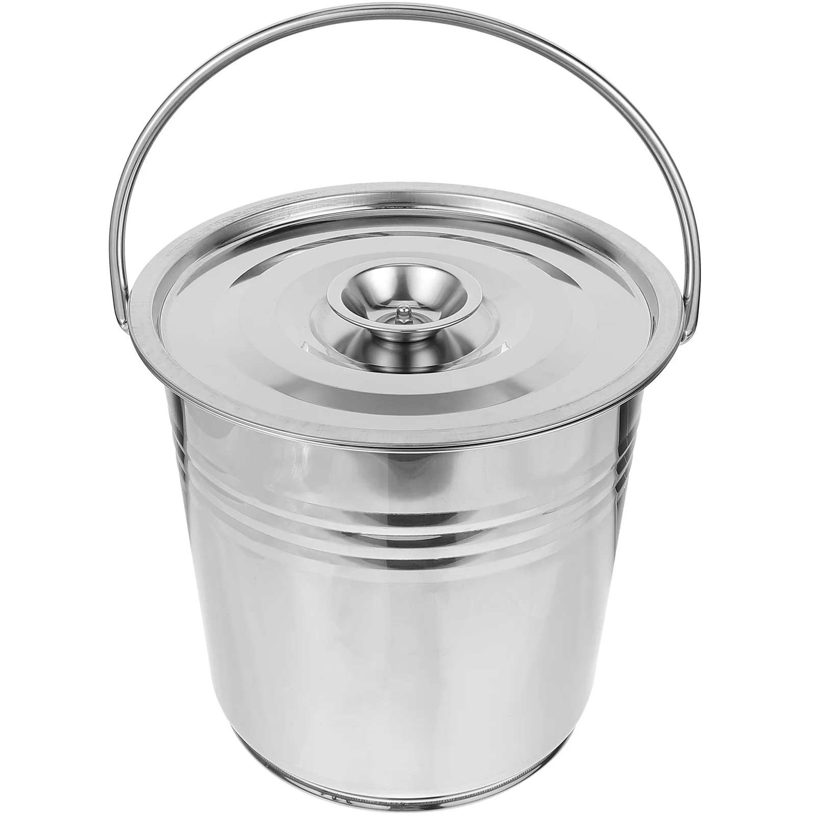 

Stainless Steel Bucket 26L with Lid for Fireplace Storage Bucket BBQ Charcoal Transfer Durable Storage Camping Hiking