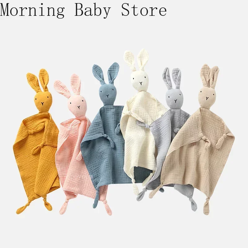 Soft Newborn Baby Cotton Muslin Comforter Blanket Baby Sleeping Rabbit Dolls Handkerchief Infants Soothe Appease Towel Bibs