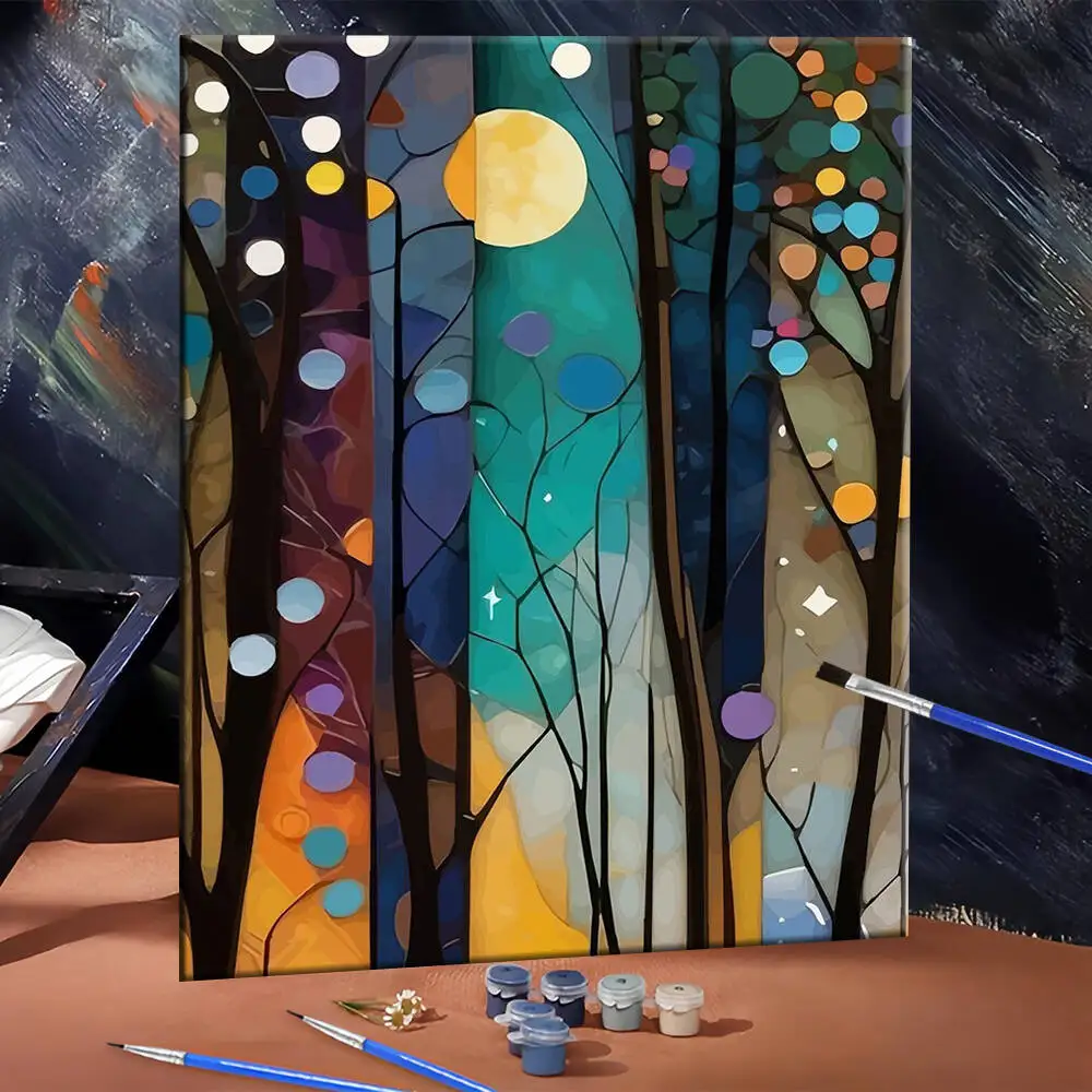 Ölgemälde nach Zahlen, Berglandschaft, DIY, digitale Malerei, Haus, Baum, Landschaft, Bild, Kunsthandwerk auf Leinwand, handgemaltes Geschenk