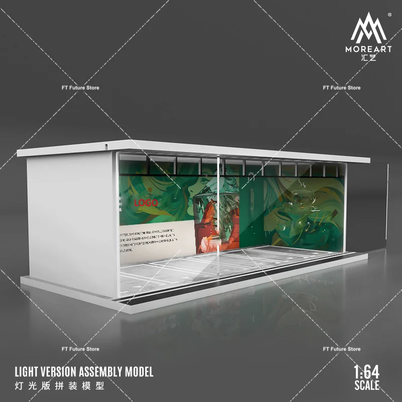 1/64 Miniature Diorama Car Garage Simulated Parking Lot Street scene PVC Assembly with Light Parking Space Model Display Frame