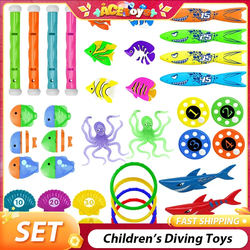 Brinquedo de mergulho infantil piscina submersa mergulho torpedo divertido anéis de água diamante terno de água