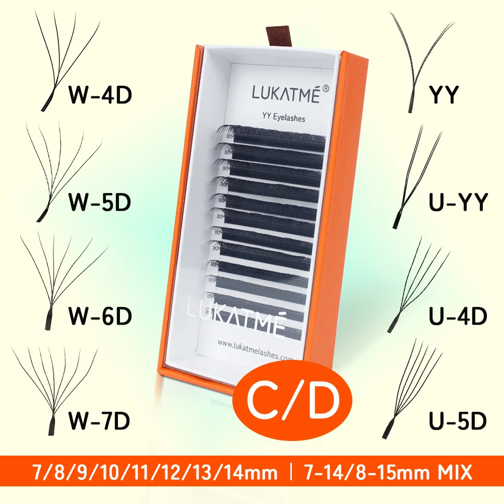 LUKATME YY 4D 5D 6D 7D Eyelash Extensions Automatic Curl C/D W Shape Flowering Premium Faux Mink Lashes Volume Fans U Eyelash