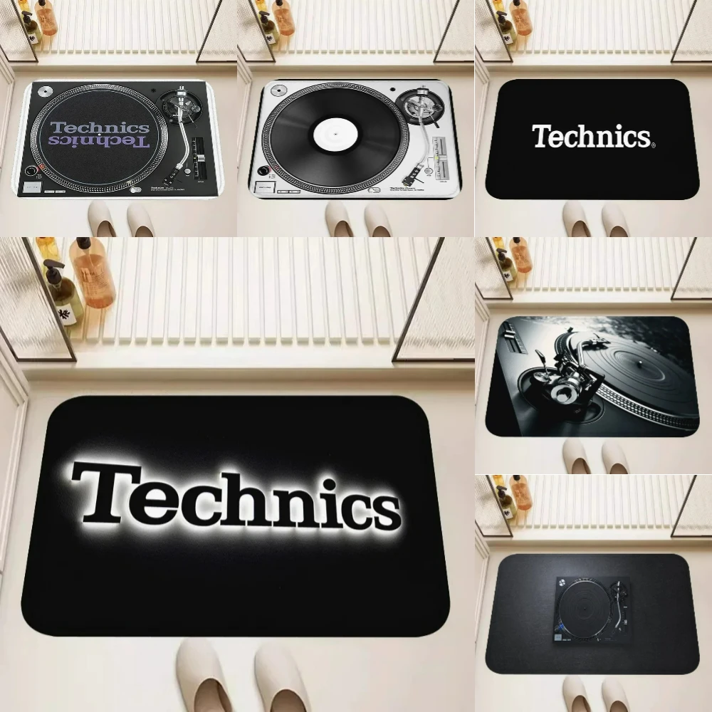 Tapis sur le thème du tourne-disque de techniques modernes, pour décor de salon, chambre à coucher, cuisine, porte d'entrée, zone de chevet, tapis de pied doux