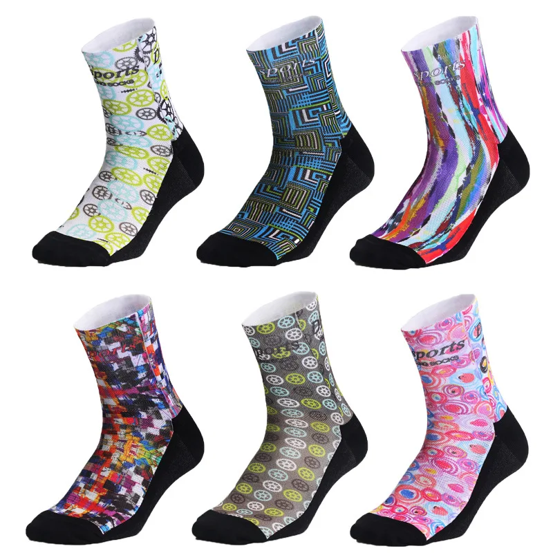

Professional Printed Cycling Socks Mid-Length Breathable Wear-Resistant Autumn Winter Casual Sports Gear