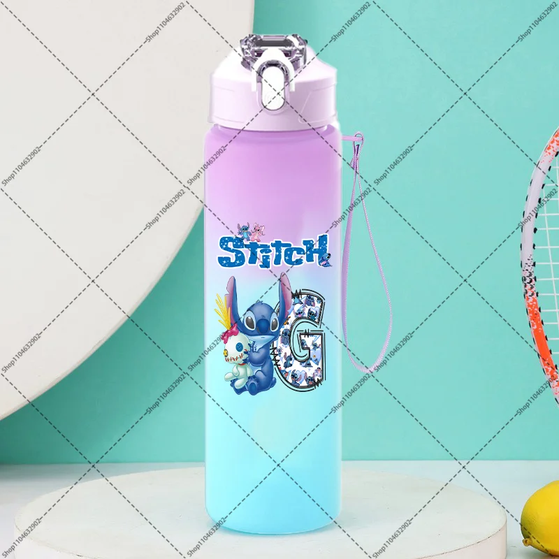 Lilo & Stitch 750ml Lettera AZ Bottiglia d'acqua stampata Cartoon Anime Modello Bottiglie d'acqua Ragazzi Ragazze Articoli per bevande carini Regali di compleanno