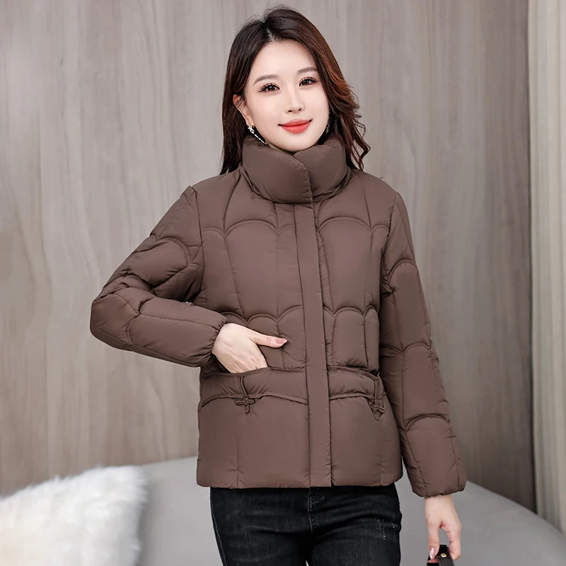 

Женская пуховая хлопковая куртка Jaet ort Loose Thi, теплая зимняя новинка с воротником-стойкой, верхняя одежда для похудения, пальто на молнии