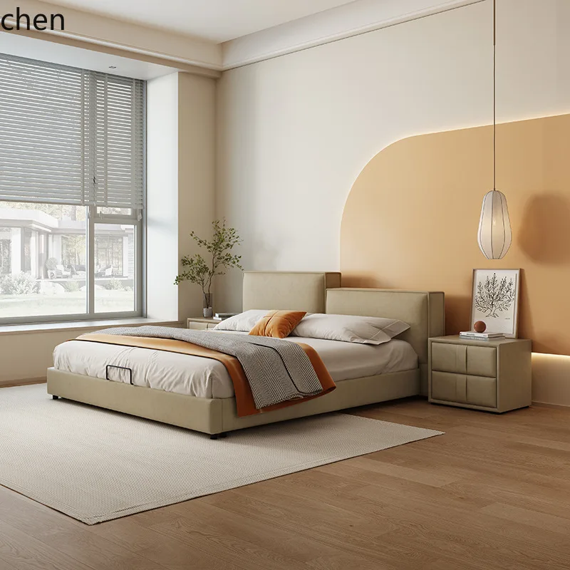 Hxl bed cream style soft pack bed minimalist storage storage box bed