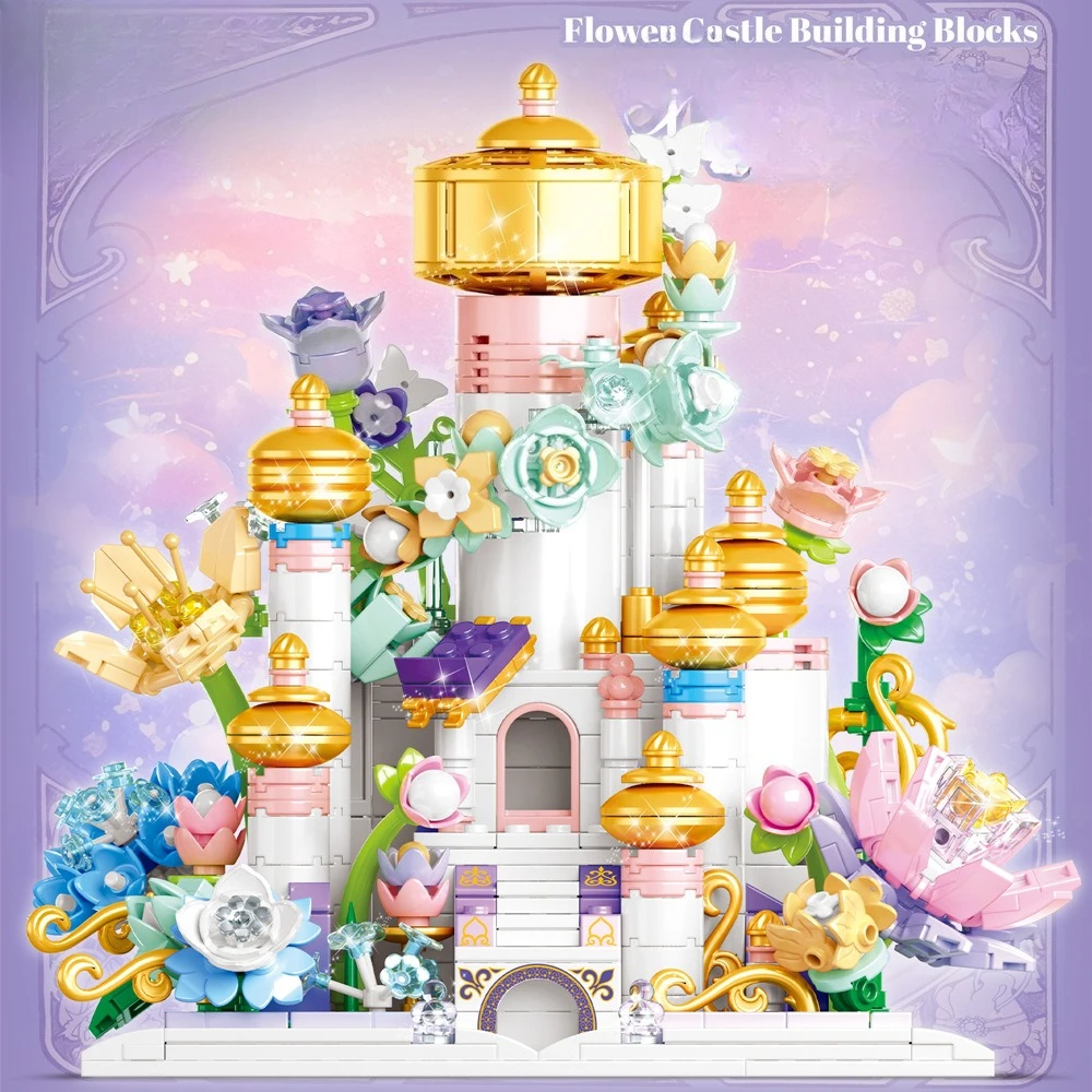 MOC Sprookje Bloem Spiegel Roaming Kasteel Bouwstenen Set Prinses Tuin Kasteel Speelgoed Voor Kinderen Verjaardag Vakantie Geschenken