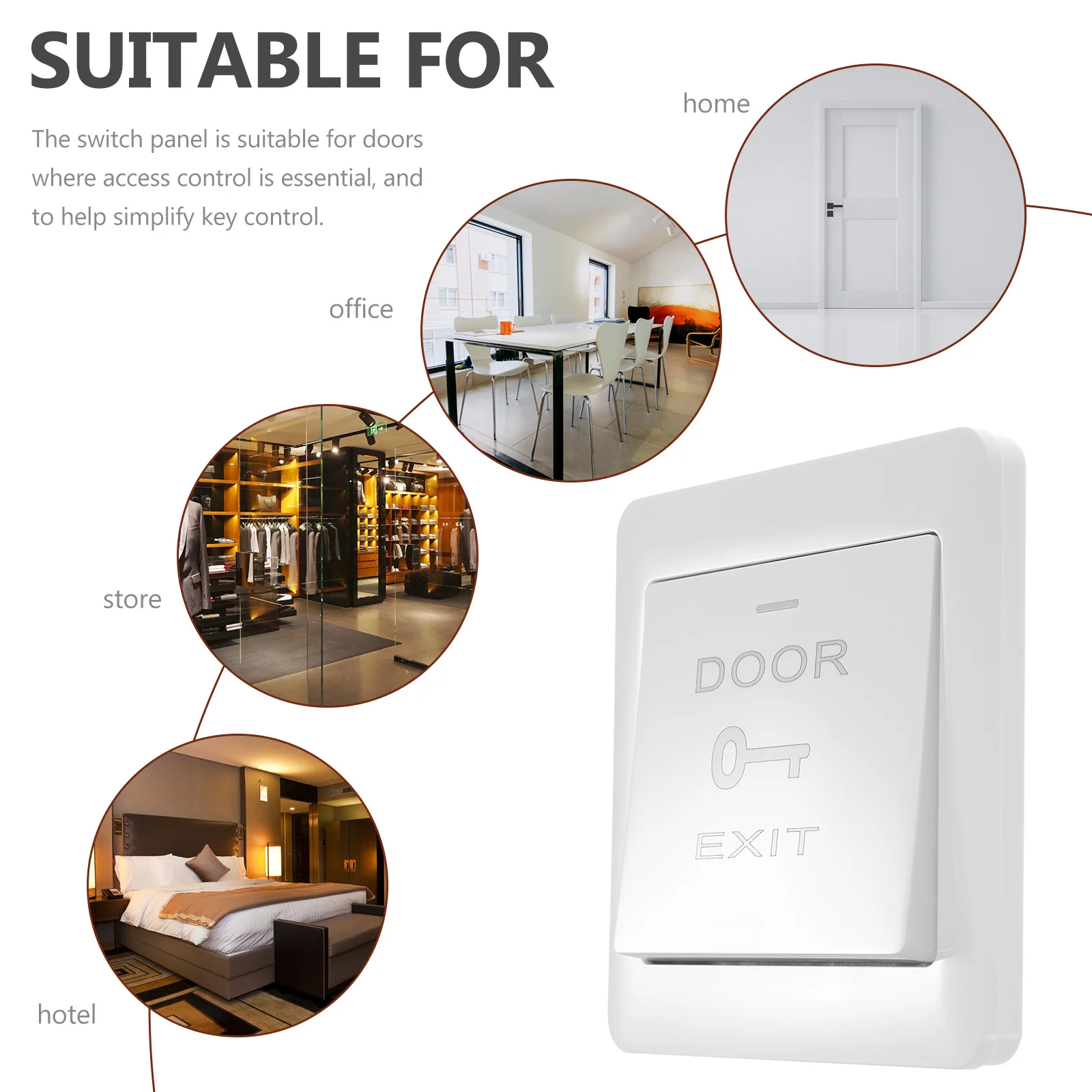 2 pçs material abs botão de saída placa parede capa para sistemas controle acesso porta confiável empurrar para sair interruptor painel calor desaparecer