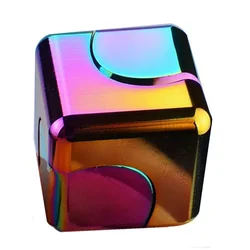 Vierkante Magic Dobbelstenen Metalen Draaien Cube Fidget Spinner Antistress Edc Vingertop Speelgoed Hand Spinning Leren Vent Desktop Game Gifts