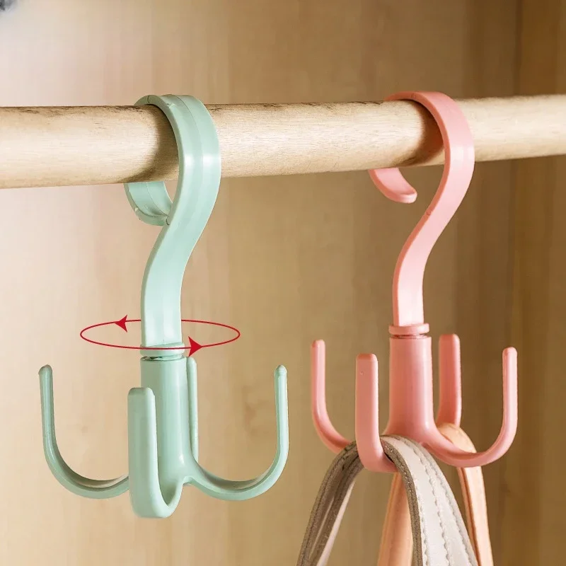 New Rotated Hanger Hooks Wardrobe Clothes Rack Hanger Organizer Bag Shoes Belt Scarf Hanging Rack Closet  Hangers