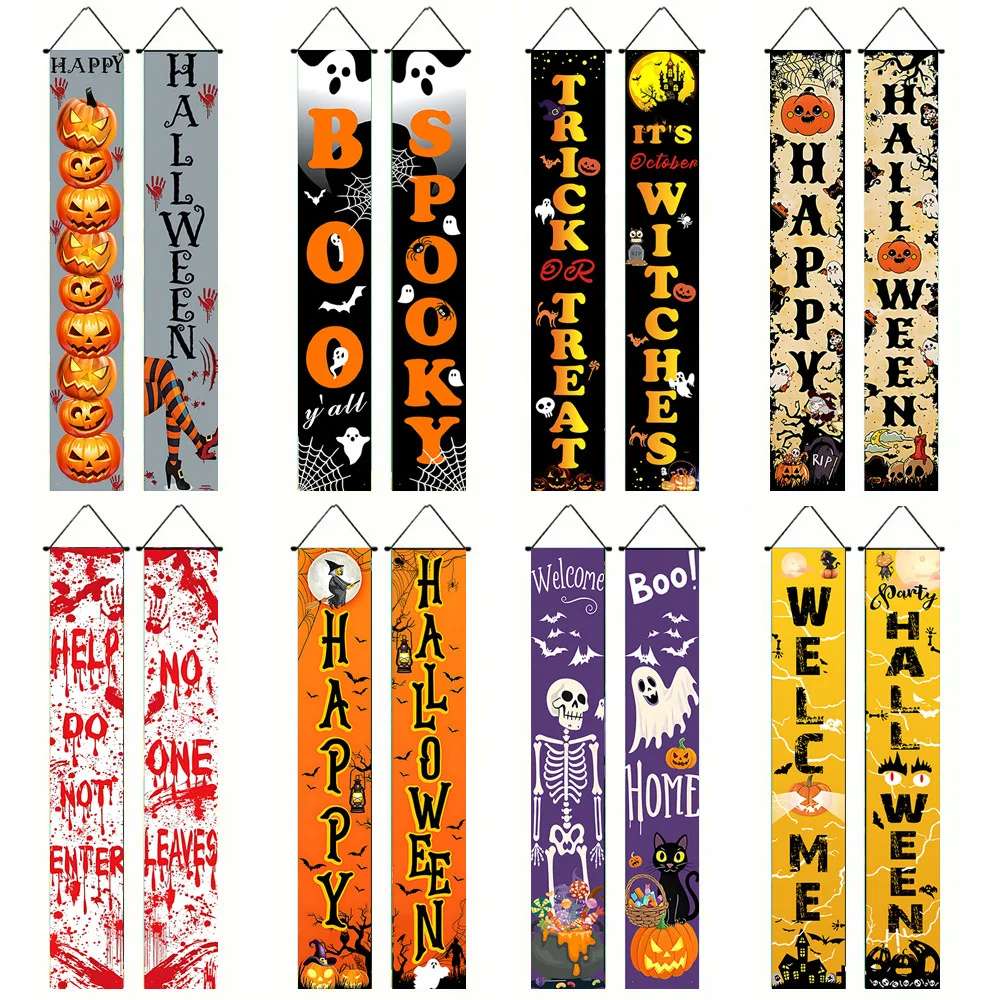 Halloween Couplet Horror Thema Festival Karneval Party Dekoration Polyester Kulissen Kürbis Skelett Muster Tür Vorhang