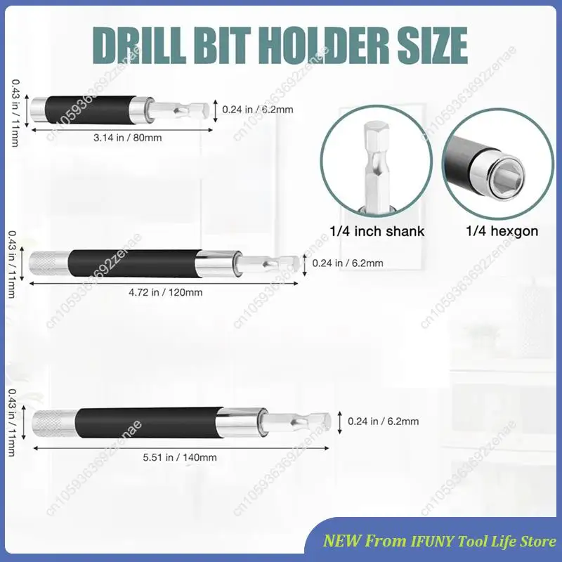 

Магнитный держатель бит 1/4 дюйма с шестигранной головкой, удлинитель сверла 4 шт., держатель сверл 3,1/4,7/5,5 дюйма, удлинитель сверл, новый держатель