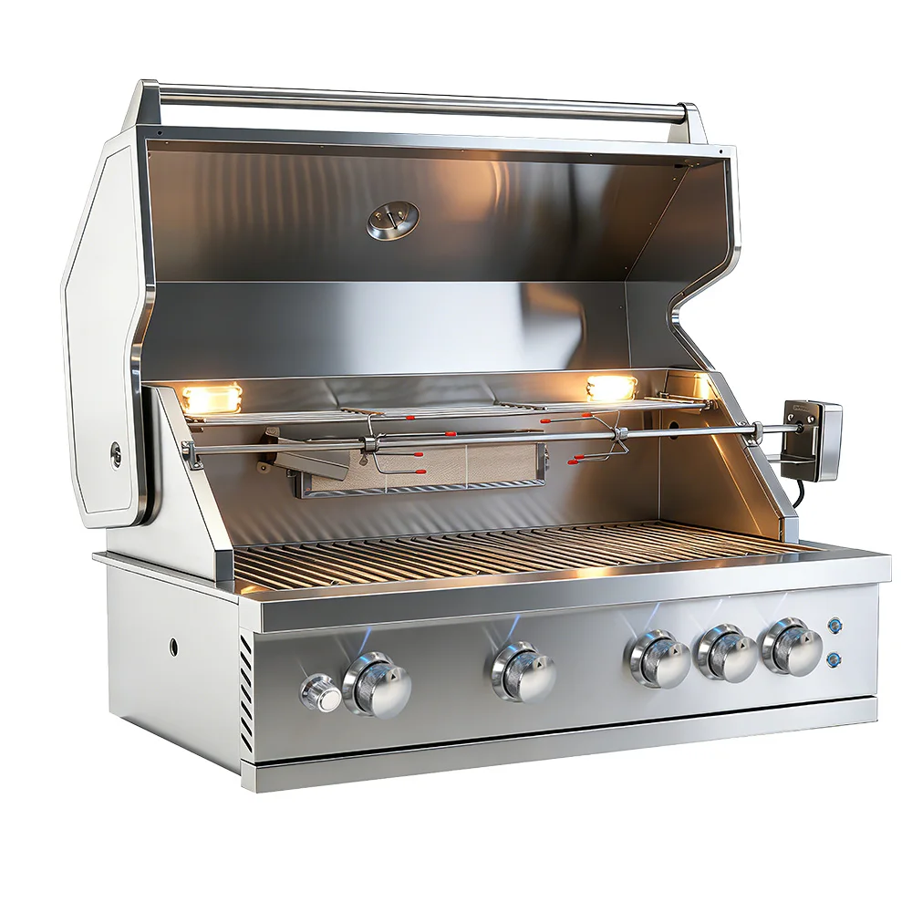 CE Modern Premium Built-in Built in SUS SS 304 Outdoor Kitchen Household Courtyard Garden Baebecue Gas LPG NG BBQ 4Burner Grill