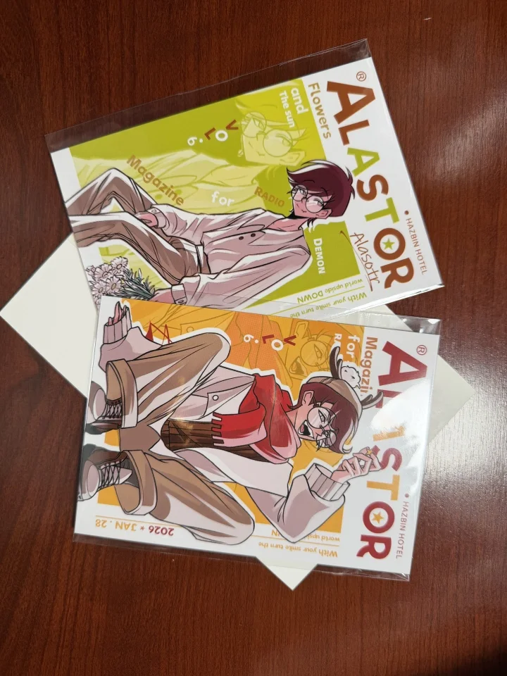 Hazbin Hotel Alastor Radio Demon Cosplay Anime Postcard Lesser Calorie Collectible Cards Postcards Trading Card Accessories Fans