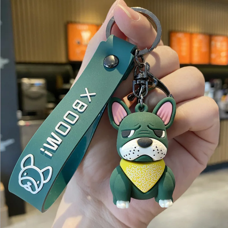 الفرنسية البلدغ المفاتيح للرجال والنساء ، الكرتون الكلب سلاسل المفاتيح ، حلقة رئيسية السيارة ، حلية حلية ، حقيبة ، والأزياء