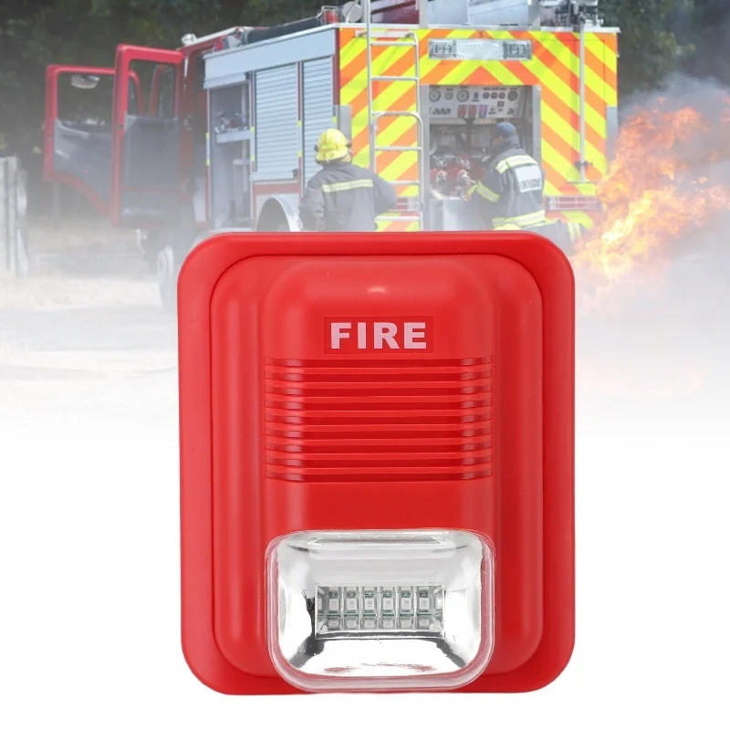 Allarme antincendio sonoro e luminoso 12V 24V LED integrato Sirena antincendio con suono super rumoroso per edifici residenziali