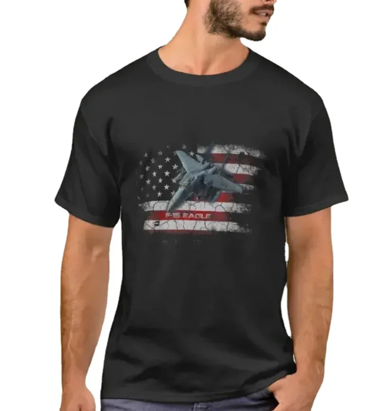 Vintage American Flag F-15 Eagle Jet Fighter Pilot Veteran T-Shirt. Summer Cotton Short Sleeve O-Neck Mens T Shirt New S-3XL