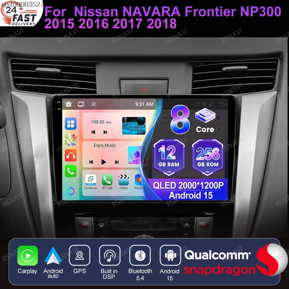 Android 15 For  Nissan NAVARA Frontier NP300 2015 - 2018 5G WIFI Wireless AUTO 360 Camera QLED Multimedia RDS BT AI Voice DVD