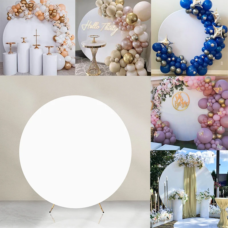 Round White Backdrop Cover for 180cm 200cm Circle Arch Stand Party Backdrop Birthday Wedding Decorations Baby Shower Decor