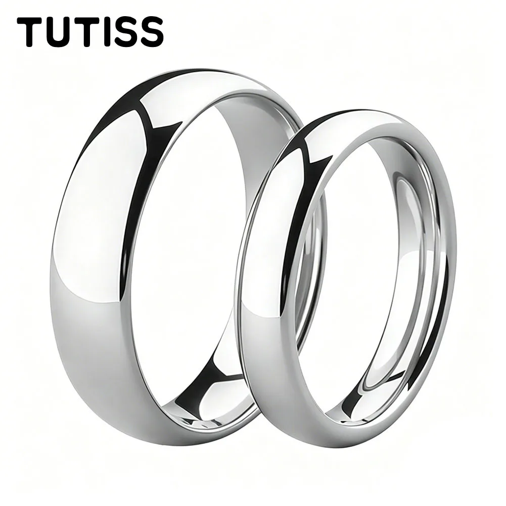 Fast Delivery 4/6/8mm White Tungsten Carbide Ring For Men Women，Dome Polished Minimalist Stackable Rings，Couple Engagement Ring