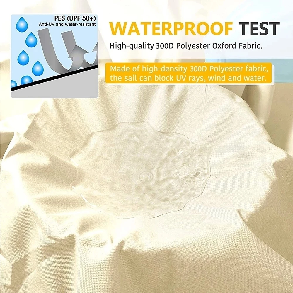 SFY Beige 300D Waterproof Shade Sail UV Protection Ultra Lightweight Awning Garden Pool Awning Shade Sail Awning 2022